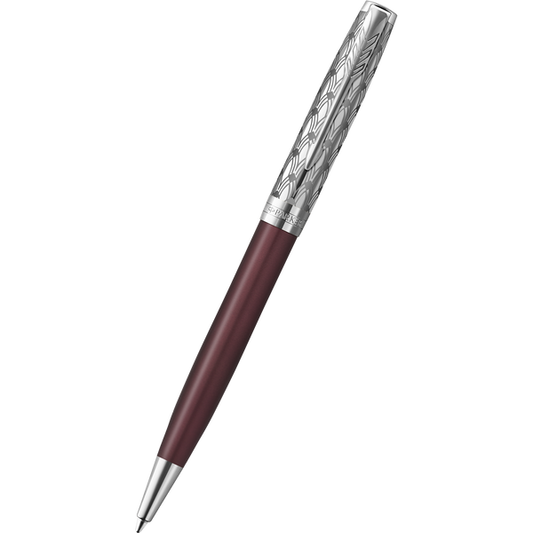 Parker Sonnet Premium Refresh Ballpoint Pen - Metal & Red - Chrome Trim-Pen Boutique Ltd