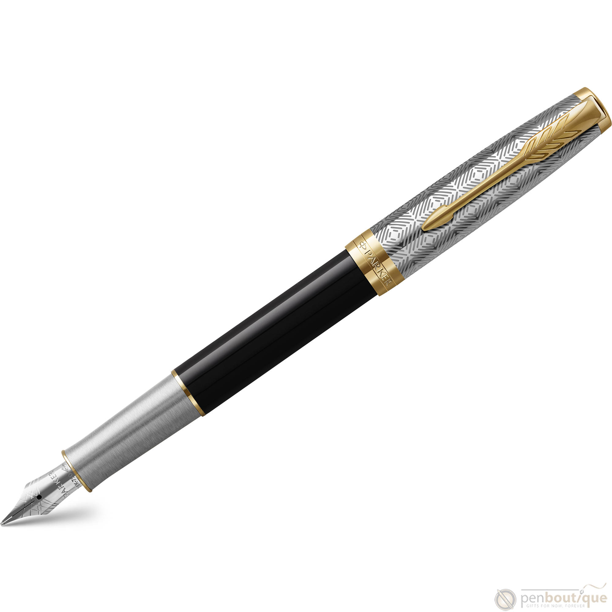 Parker Sonnet Premium Refresh Fountain Pen - Metal & Black - Gold Trim-Pen Boutique Ltd