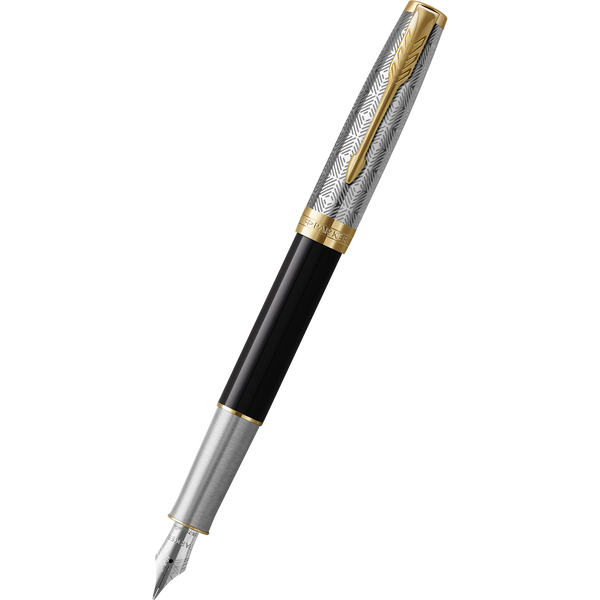 Parker Sonnet Premium Refresh Fountain Pen - Metal & Black - Gold Trim-Pen Boutique Ltd