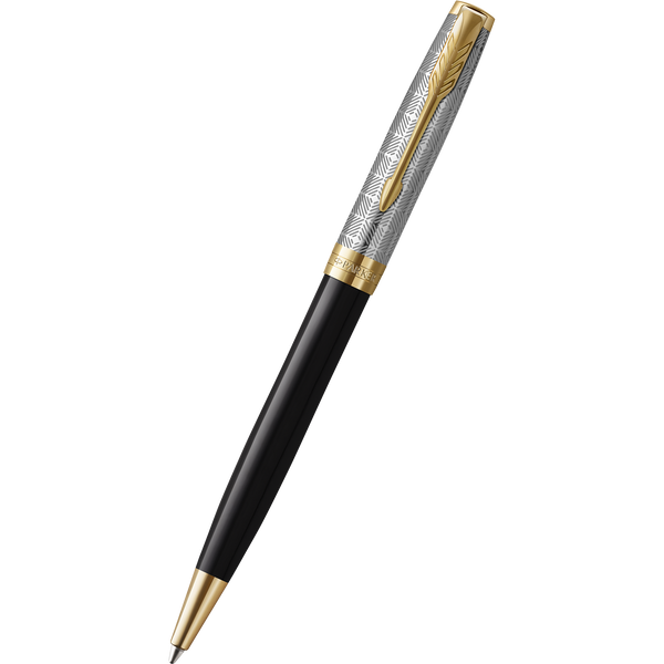Parker Sonnet Premium Refresh Ballpoint Pen - Metal & Black - Gold Trim-Pen Boutique Ltd