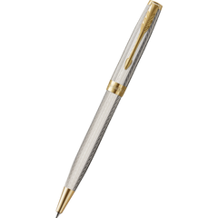 Parker Sonnet Premium Refresh Ballpoint Pen - Silver Mistral - Gold Trim-Pen Boutique Ltd
