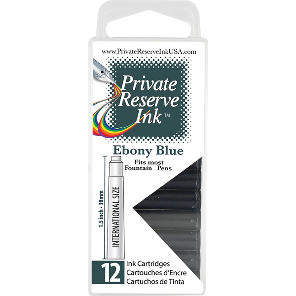 Private Reserve Winter Color Ink Cartridges - Ebony Blue (12 per pack)-Pen Boutique Ltd