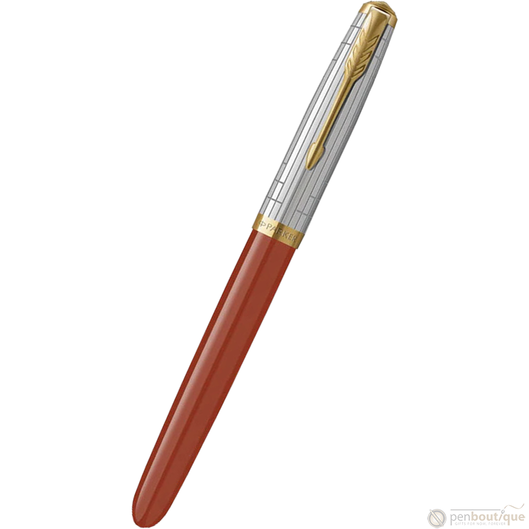 Parker 51 Fountain Pen - Premium Rage Red - Gold Trim - Pen