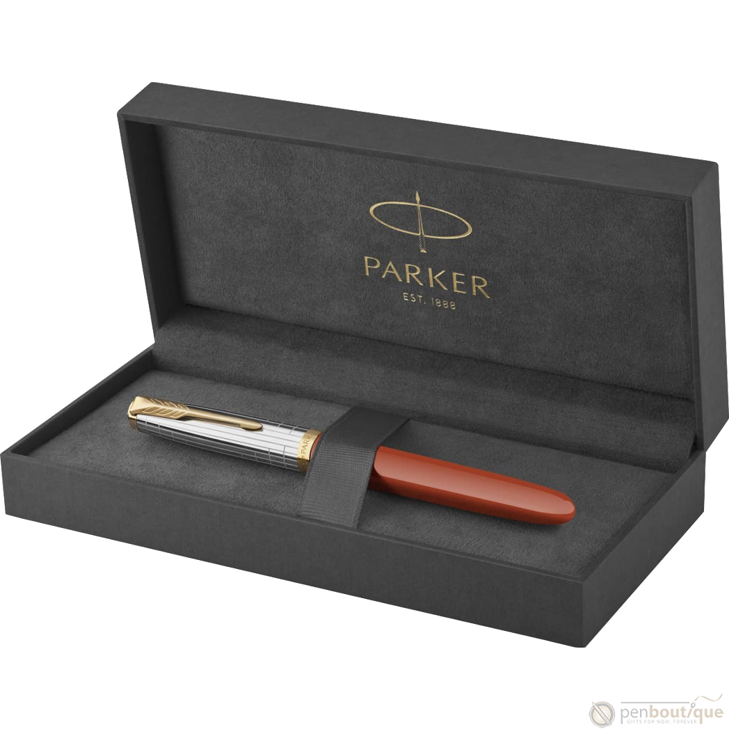 Parker 51 Fountain Pen - Premium Rage Red - Gold Trim-Pen Boutique Ltd