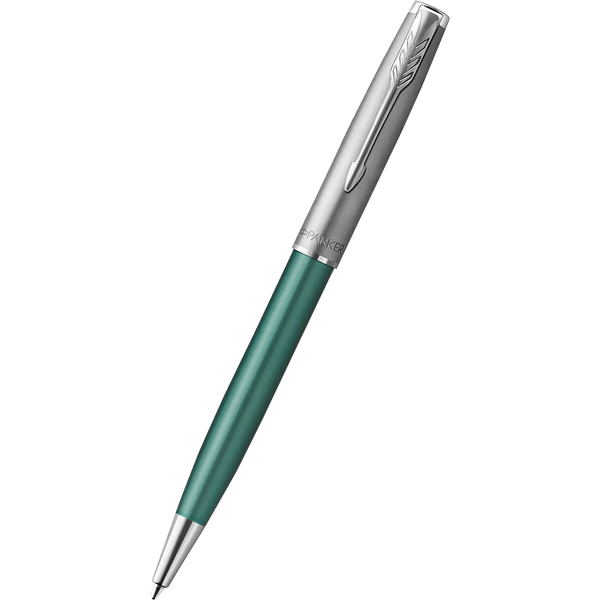 Parker Sonnet Ballpoint Pen - Metal & Green-Pen Boutique Ltd