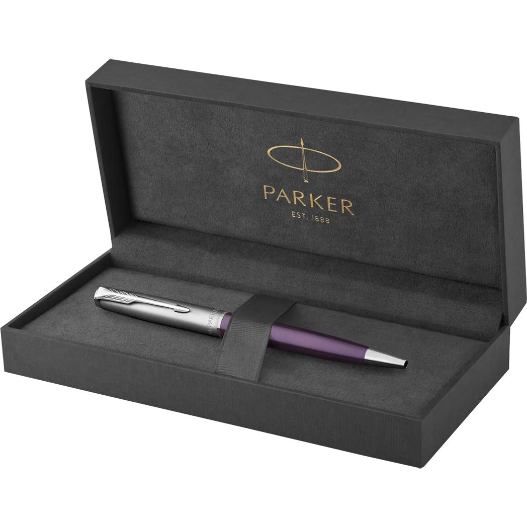 Parker Sonnet Ballpoint Pen - Metal & Violet-Pen Boutique Ltd