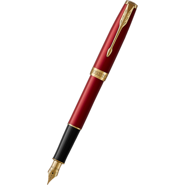 Parker Sonnet Red Lacquer with Gold Trim Fountain Pen-Pen Boutique Ltd