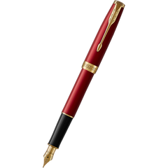 Parker Sonnet Red Lacquer with Gold Trim Fountain Pen-Pen Boutique Ltd