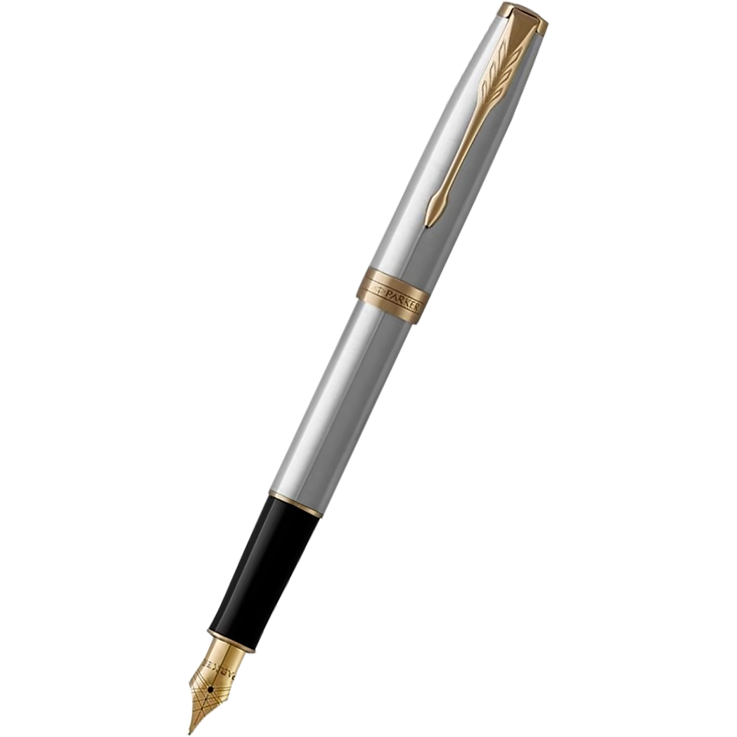 Parker Sonnet Stainless Steel with Gold Trim Fountain Pen-Pen Boutique Ltd