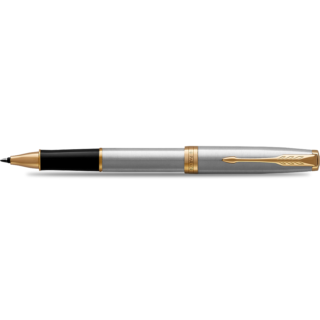 Parker Sonnet Stainless Steel with Gold Trim Rollerball Pen-Pen Boutique Ltd