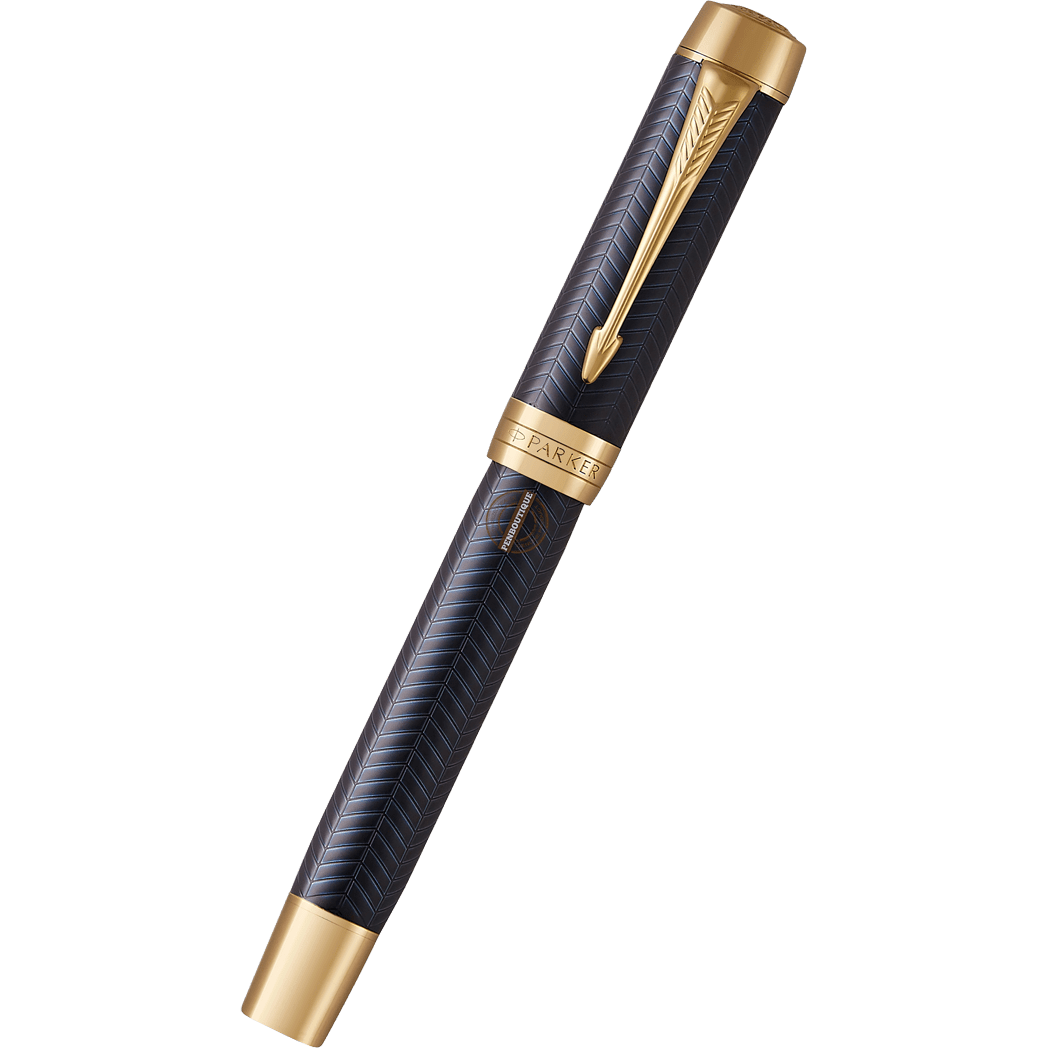 Parker Duofold Prestige Fountain Pen Centennial Gold Trim Blue Chevron-Pen Boutique Ltd
