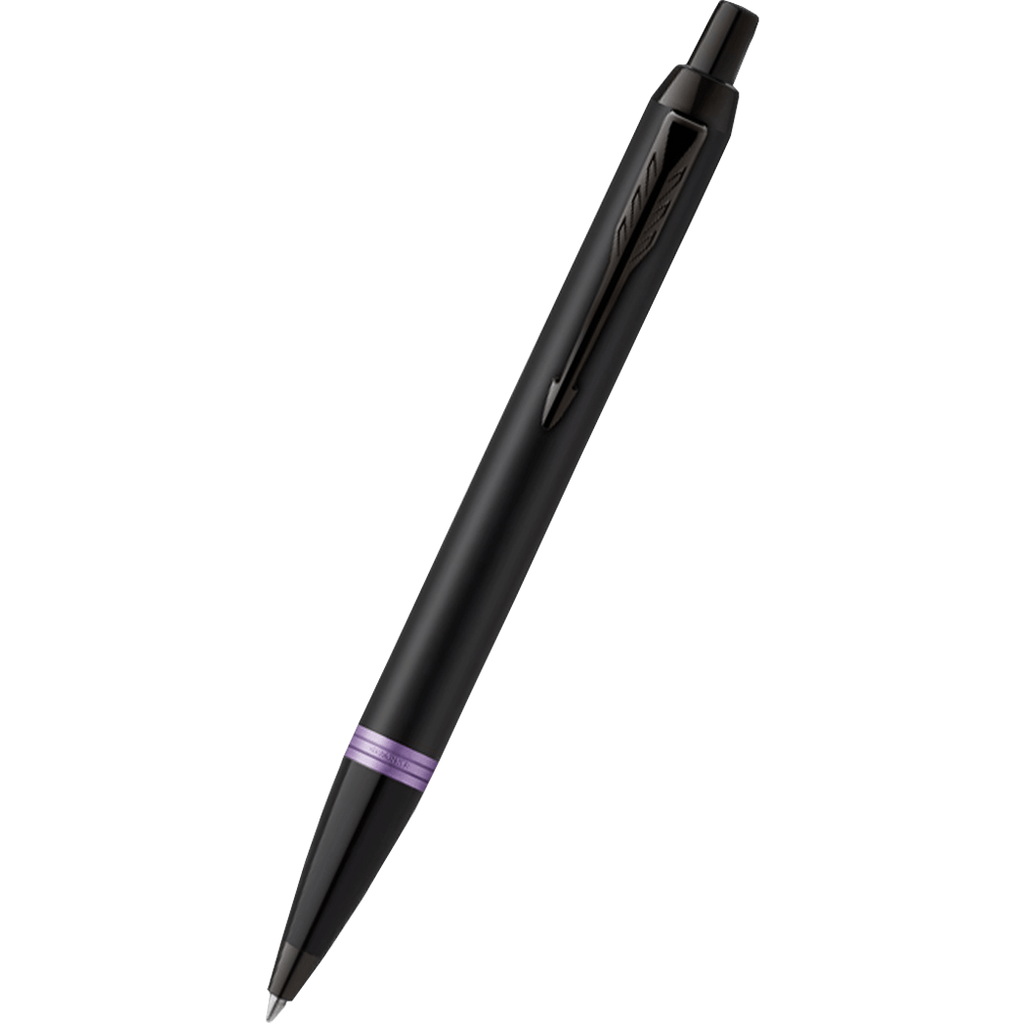 Parker IM Ballpoint Pen - Satin Black - Amethyst Purple Ring-Pen Boutique Ltd