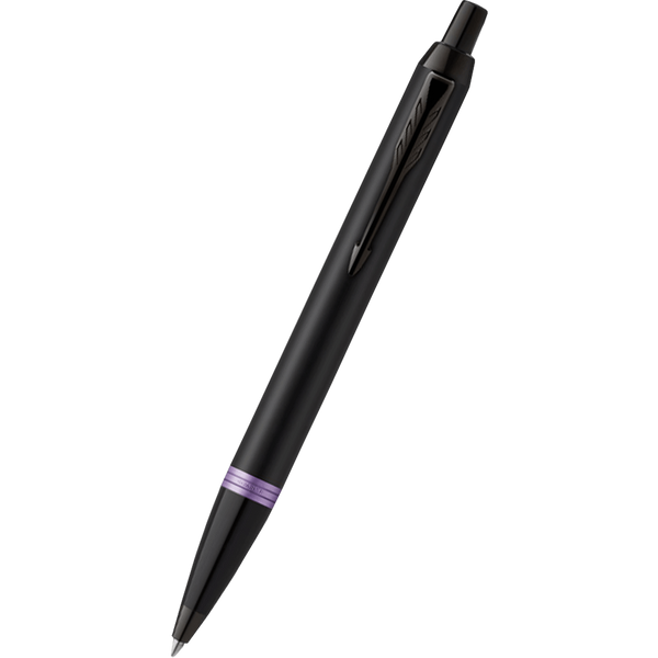 Parker IM Ballpoint Pen - Satin Black - Amethyst Purple Ring-Pen Boutique Ltd