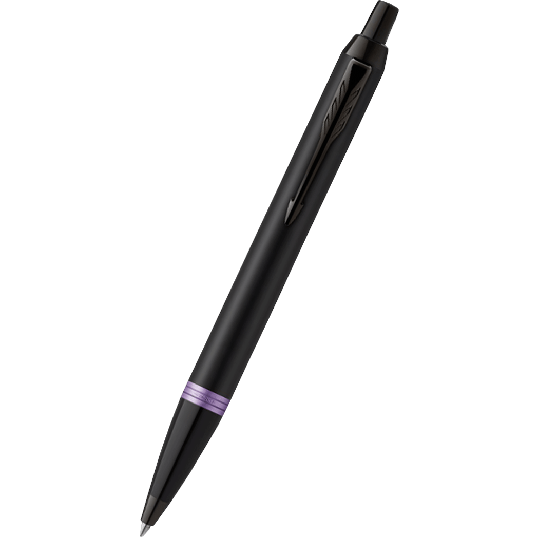 Parker IM Ballpoint Pen - Satin Black - Amethyst Purple Ring-Pen Boutique Ltd
