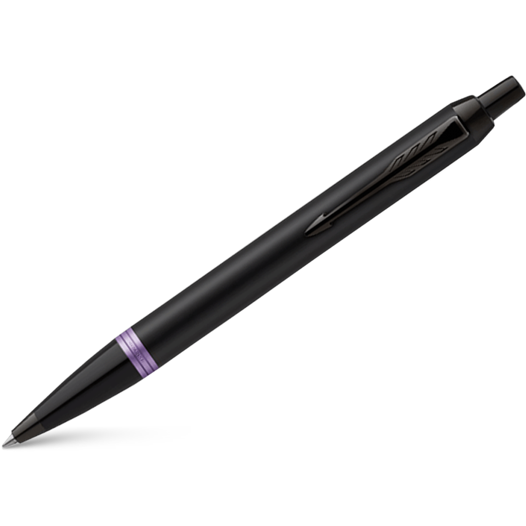 Parker IM Ballpoint Pen - Satin Black - Amethyst Purple Ring-Pen Boutique Ltd