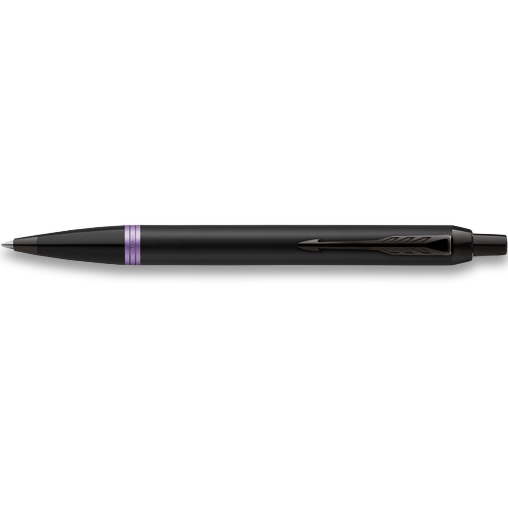 Parker IM Ballpoint Pen - Satin Black - Amethyst Purple Ring-Pen Boutique Ltd