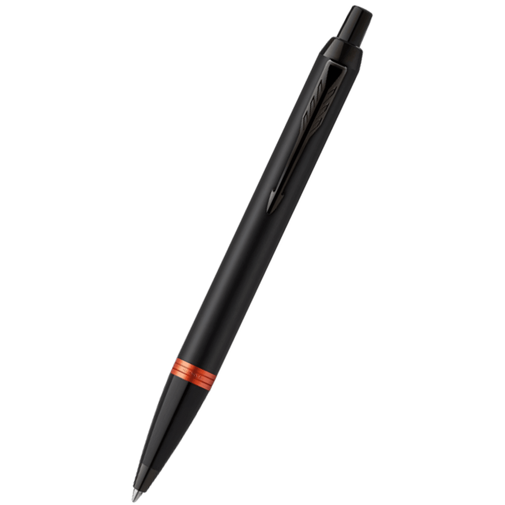 Parker IM Ballpoint Pen - Satin Black - Flame Orange Ring-Pen Boutique Ltd