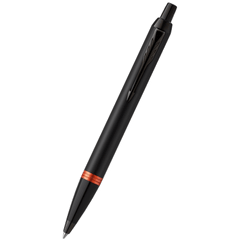 Parker IM Ballpoint Pen - Satin Black - Flame Orange Ring-Pen Boutique Ltd
