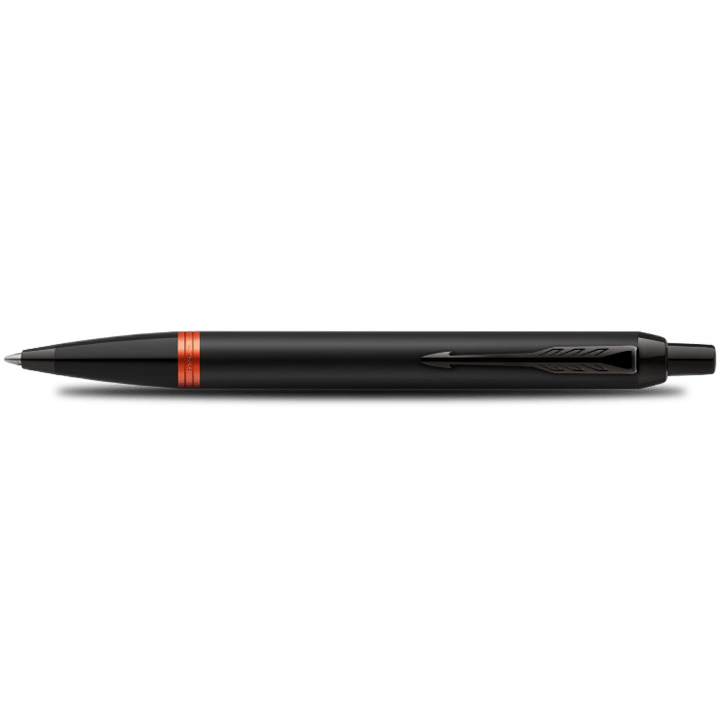 Parker IM Ballpoint Pen - Satin Black - Flame Orange Ring-Pen Boutique Ltd