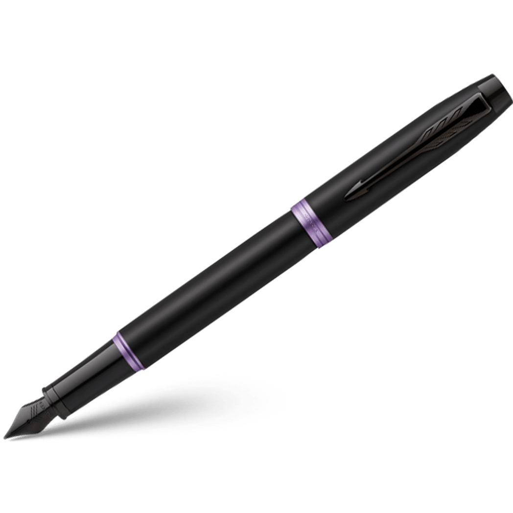 Parker IM Fountain Pen - Satin Black - Amethyst Purple Ring-Pen Boutique Ltd