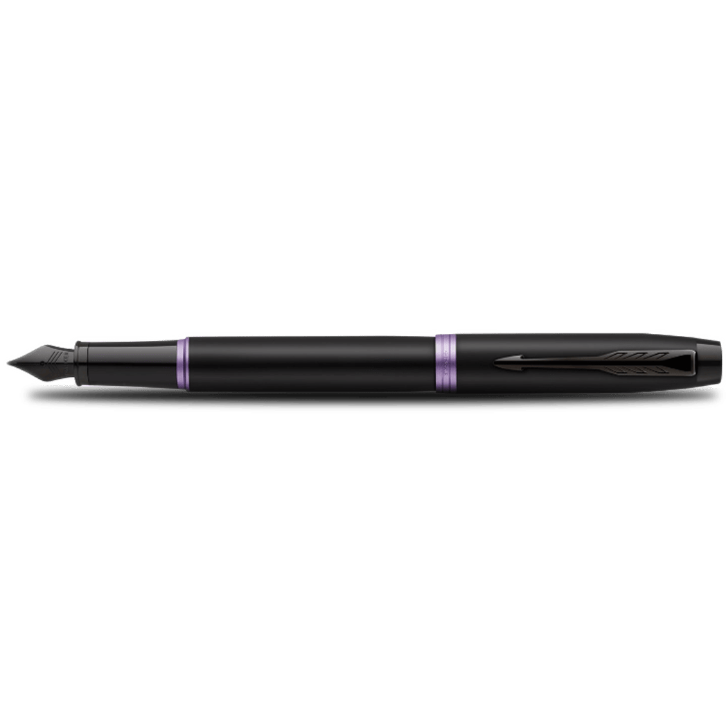 Parker IM Fountain Pen - Satin Black - Amethyst Purple Ring-Pen Boutique Ltd