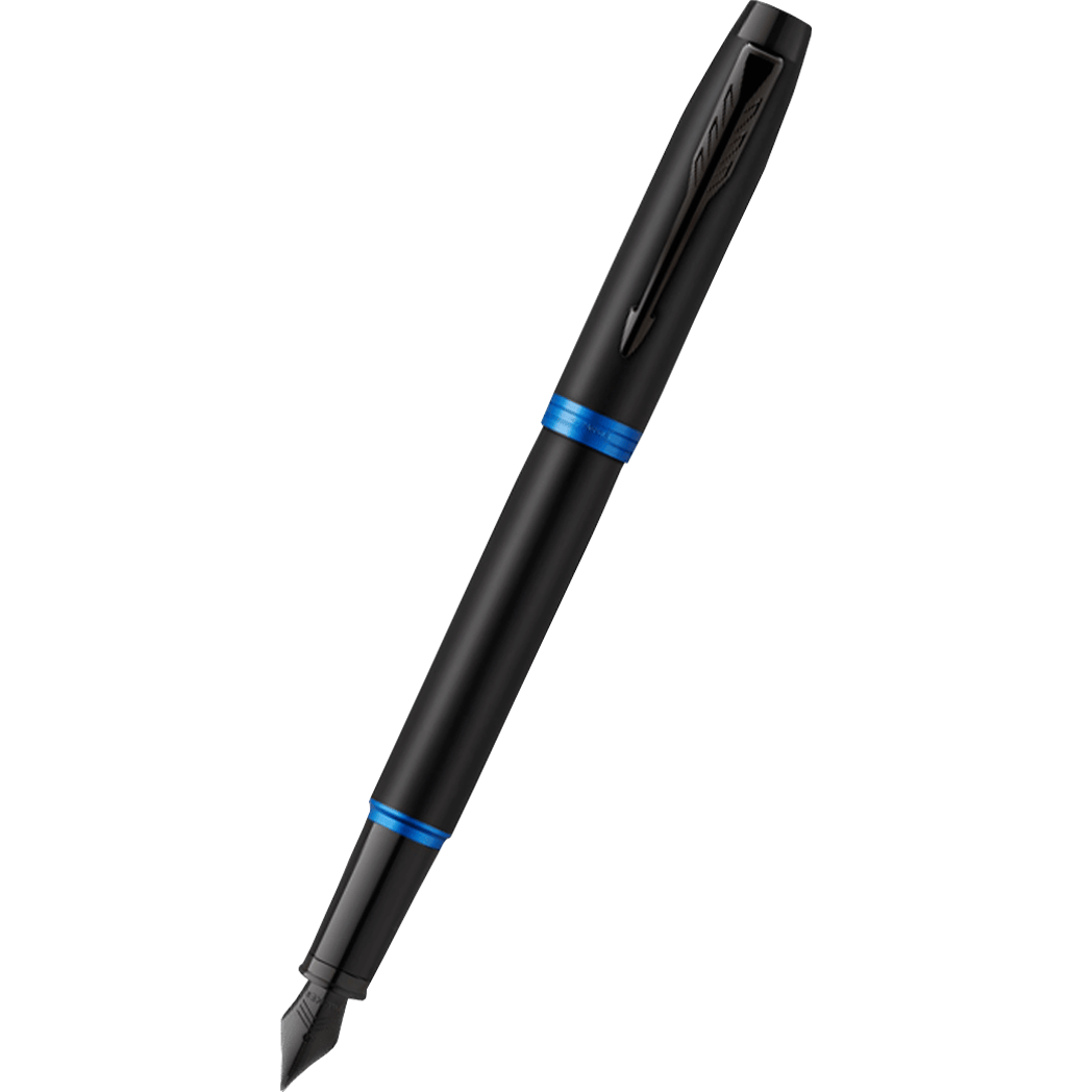 Parker IM Fountain Pen Satin Black Marine Blue Ring