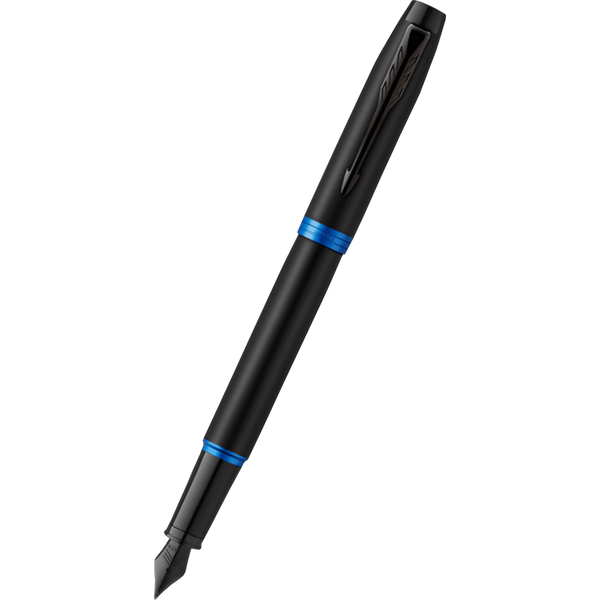 Parker IM Fountain Pen - Satin Black - Marine Blue Ring-Pen Boutique Ltd