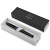 Parker IM Fountain Pen - Satin Black - Marine Blue Ring-Pen Boutique Ltd
