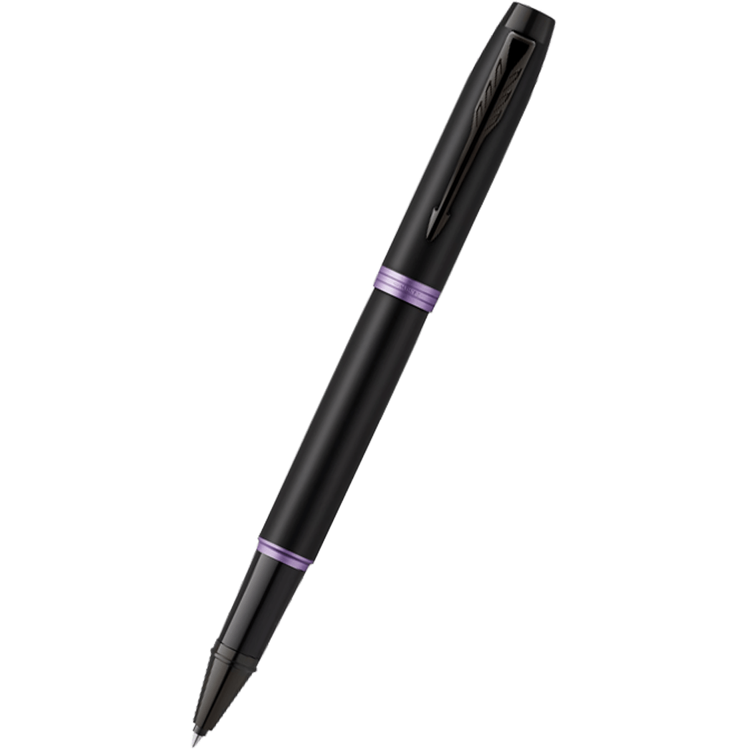 Parker IM Rollerball Pen - Satin Black - Amethyst Purple Ring-Pen Boutique Ltd