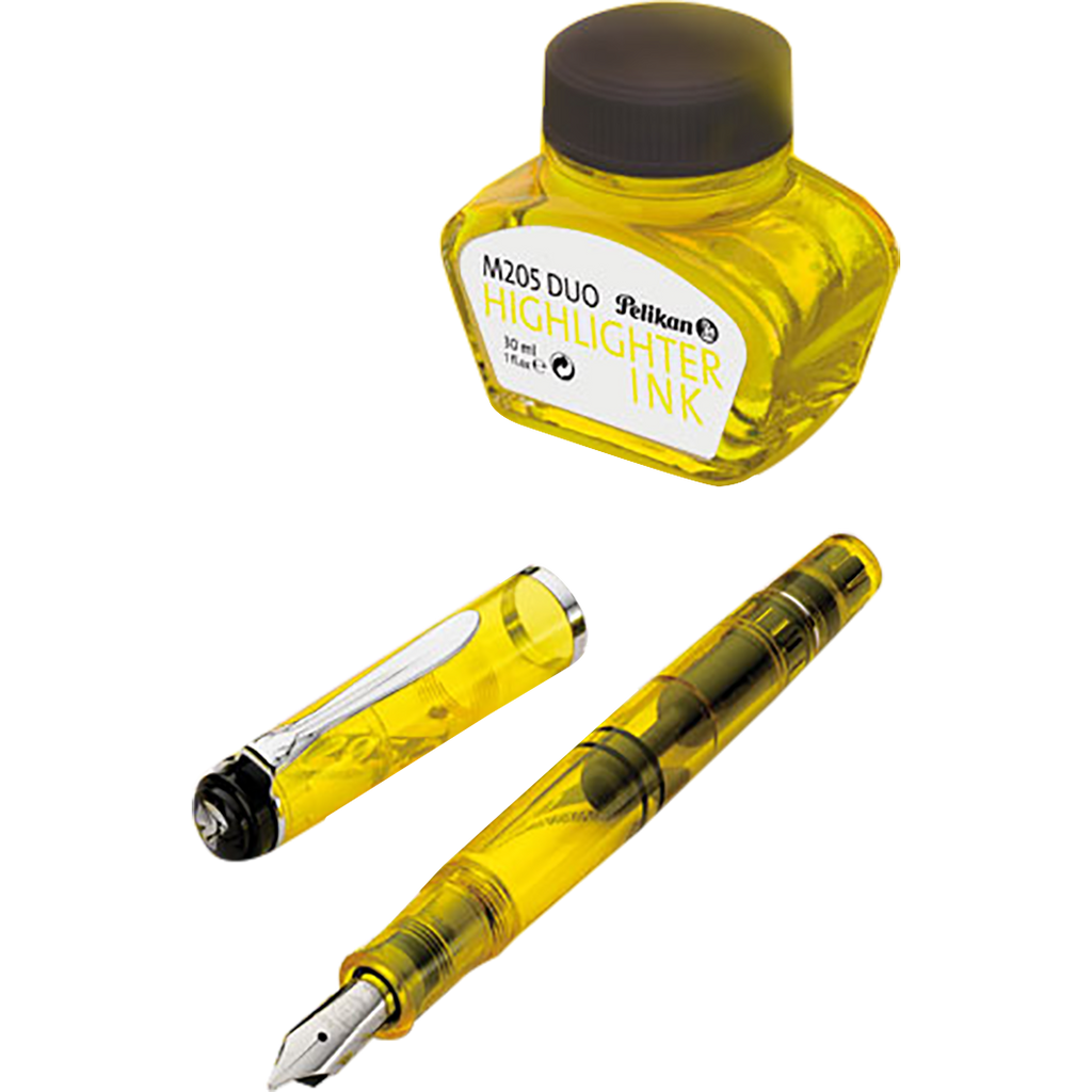 Pelikan Classic Fountain Pen Set - M205 Duo Highlighter Neon Yellow-Pen Boutique Ltd