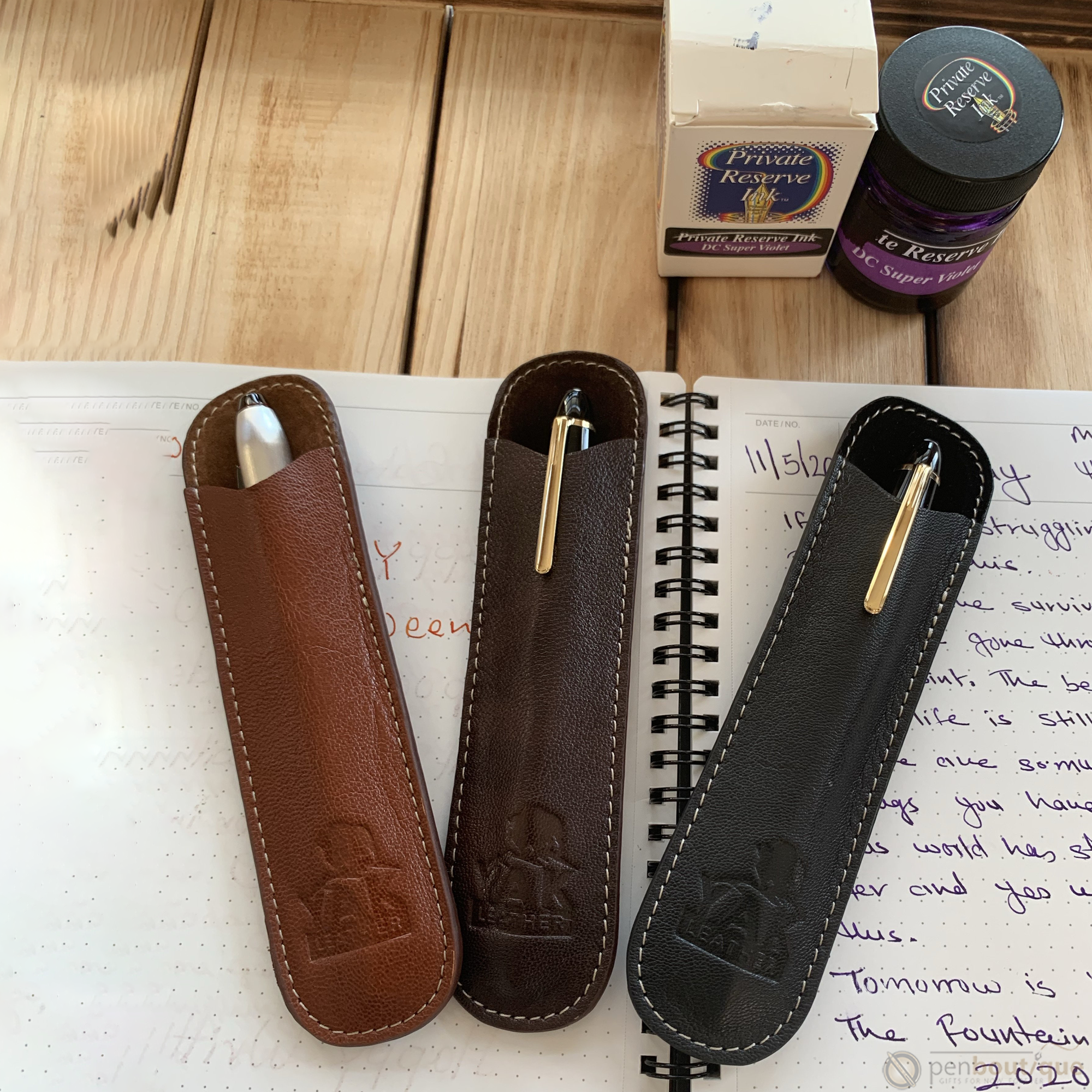 Pen Boutique Yak Leather Single Pen Sleeve - Brown-Pen Boutique Ltd