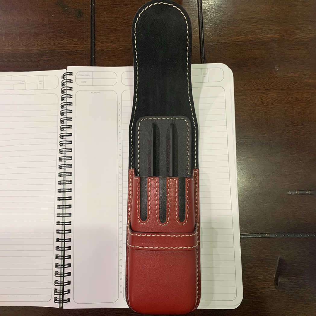 Pen Boutique Yak Leather Triple Pen Holder - Red/Black insert-Pen Boutique Ltd