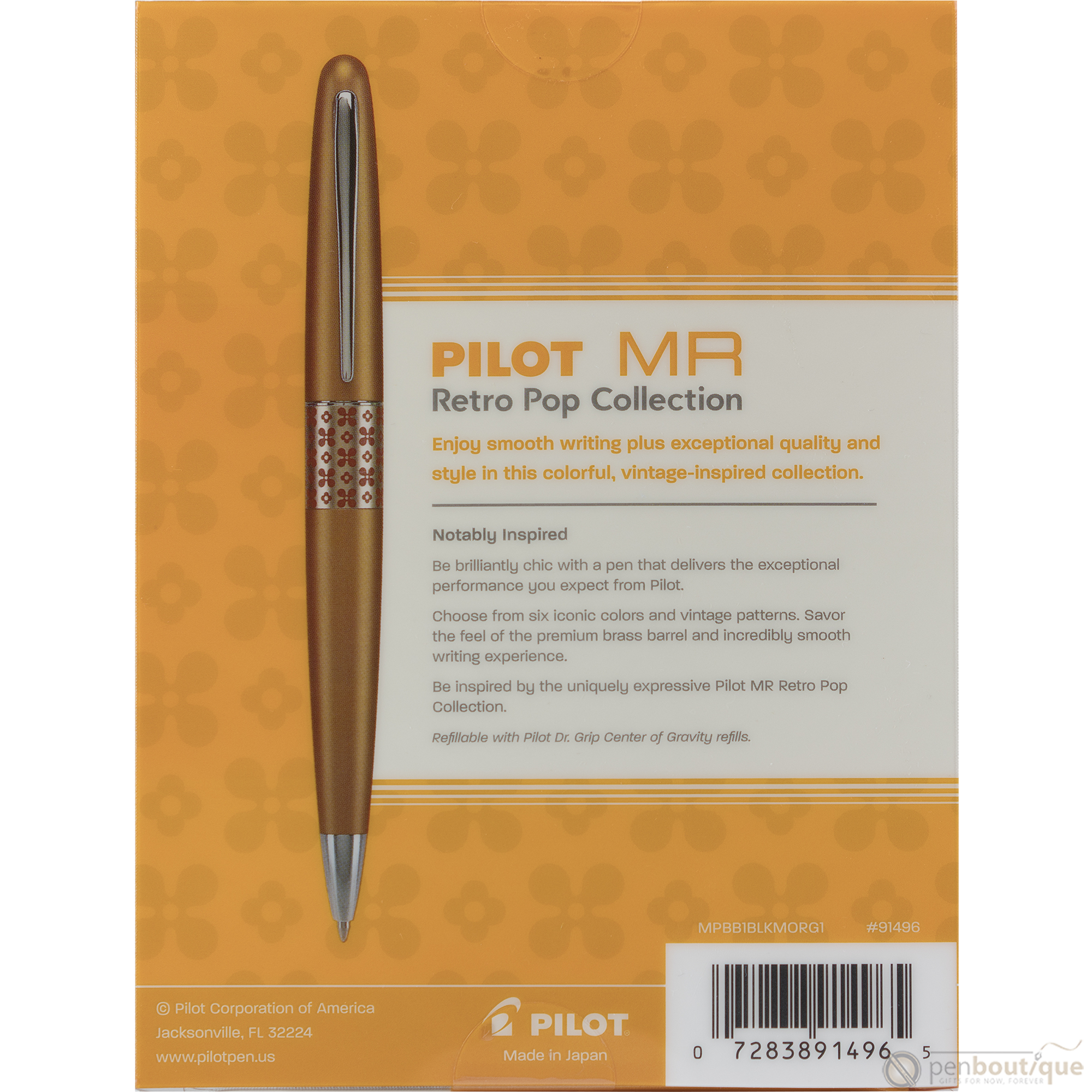Pilot Ballpoint Pen - MR Collection - Retro Pop - Orange-Pen Boutique Ltd