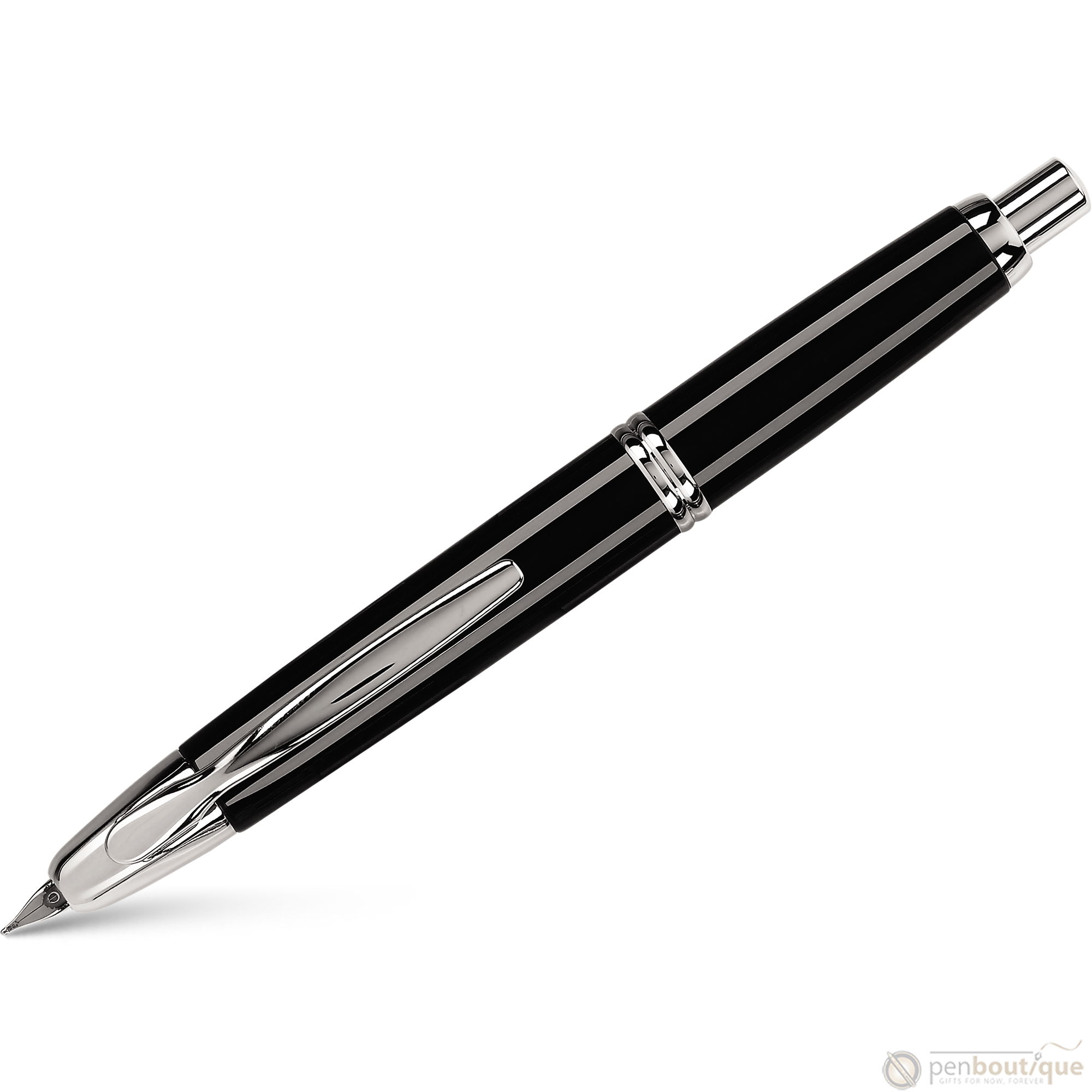 Pilot Vanishing Point Fountain Pen - Black - Rhodium Trim-Pen Boutique Ltd