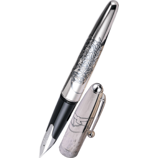 万年筆 PILOT Stirling Silvar / K18-750 Pilot Silvern Sterling Silver – 18k Medium Nib - Pen Realm