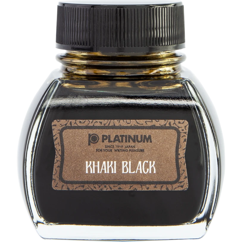 Platinum Classic Khaki Black Ink Bottle 60ml-Pen Boutique Ltd