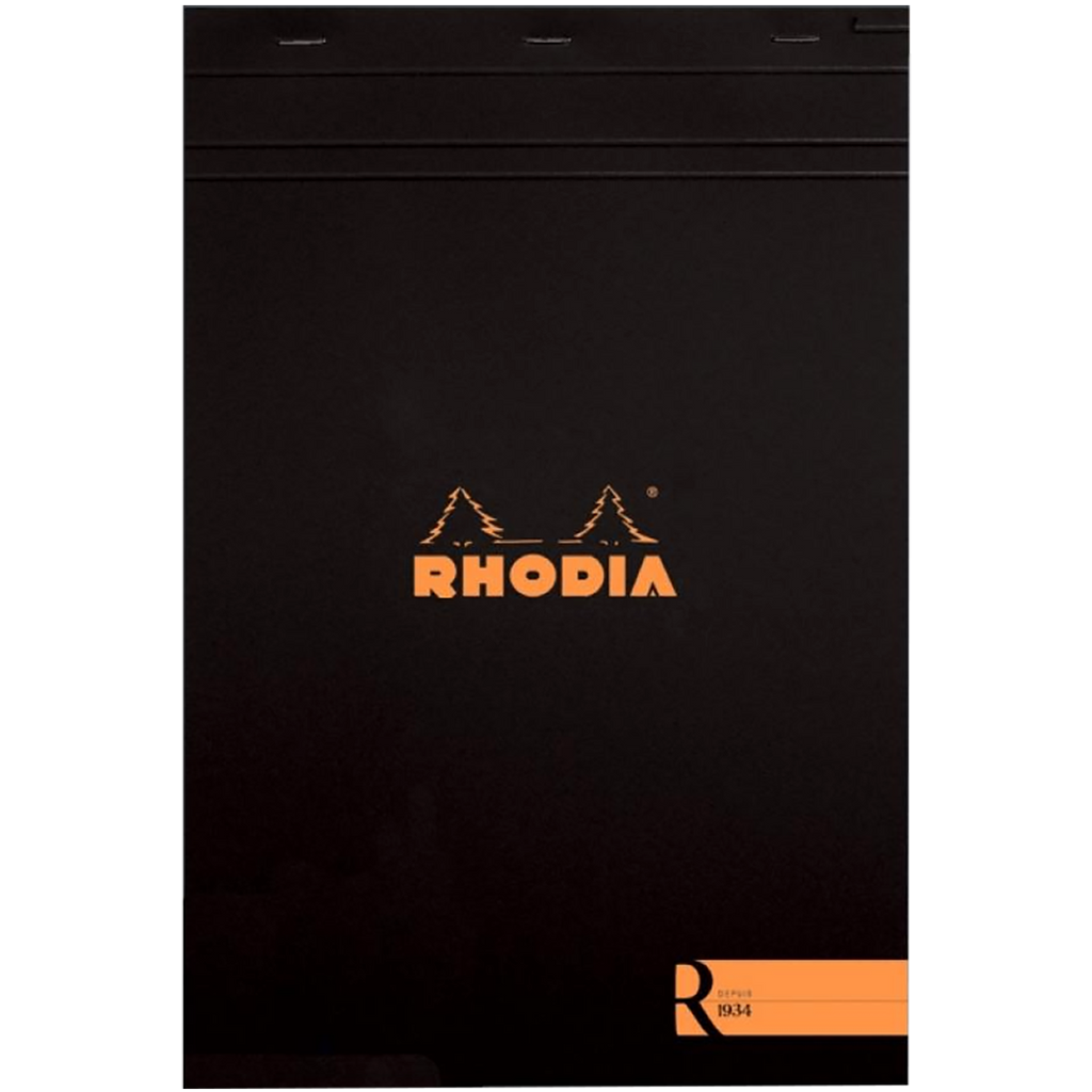 Rhodia Soft Cover Stapled Notepad Black The "R" 8-Pen Boutique Ltd