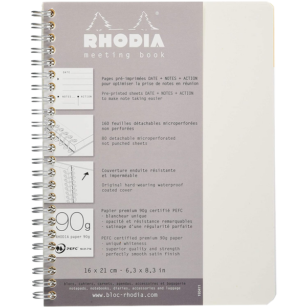 Rhodia Ice Meeting Book A5 Small 6 1/2 X 8 1/4-Pen Boutique Ltd