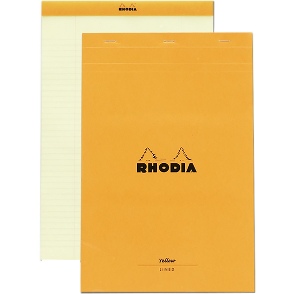 Rhodia Classic Notepads Top Staplebound 8 ¼ x 12 ½ Orange - Lined, Yellow Paper-Pen Boutique Ltd