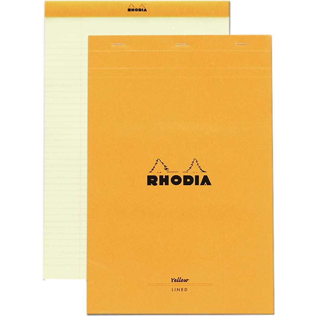 Rhodia Classic Notepads Top Staplebound 8 ¼ x 12 ½ Orange - Lined, Yellow Paper-Pen Boutique Ltd