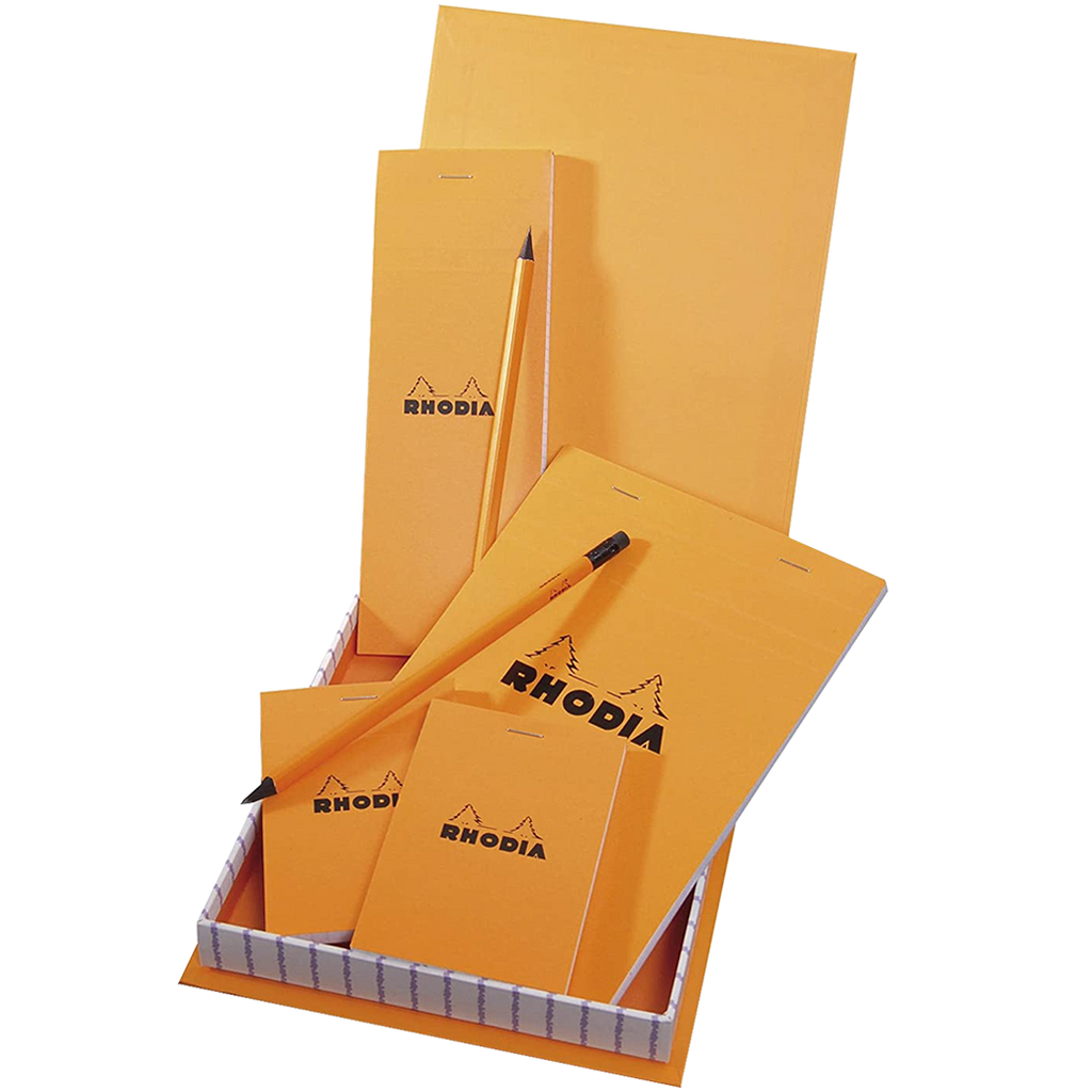 Rhodia Box Essential Orange(4 Punched Pads + 2 Pencils)-Pen Boutique Ltd