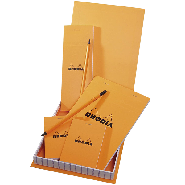 Rhodia Box Essential Orange(4 Punched Pads + 2 Pencils)-Pen Boutique Ltd