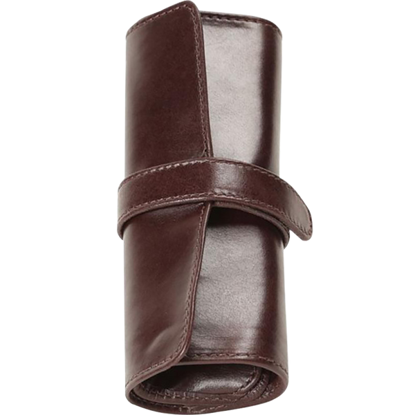 Aston Leather 5 Pen Roll Up Case - Brown-Pen Boutique Ltd
