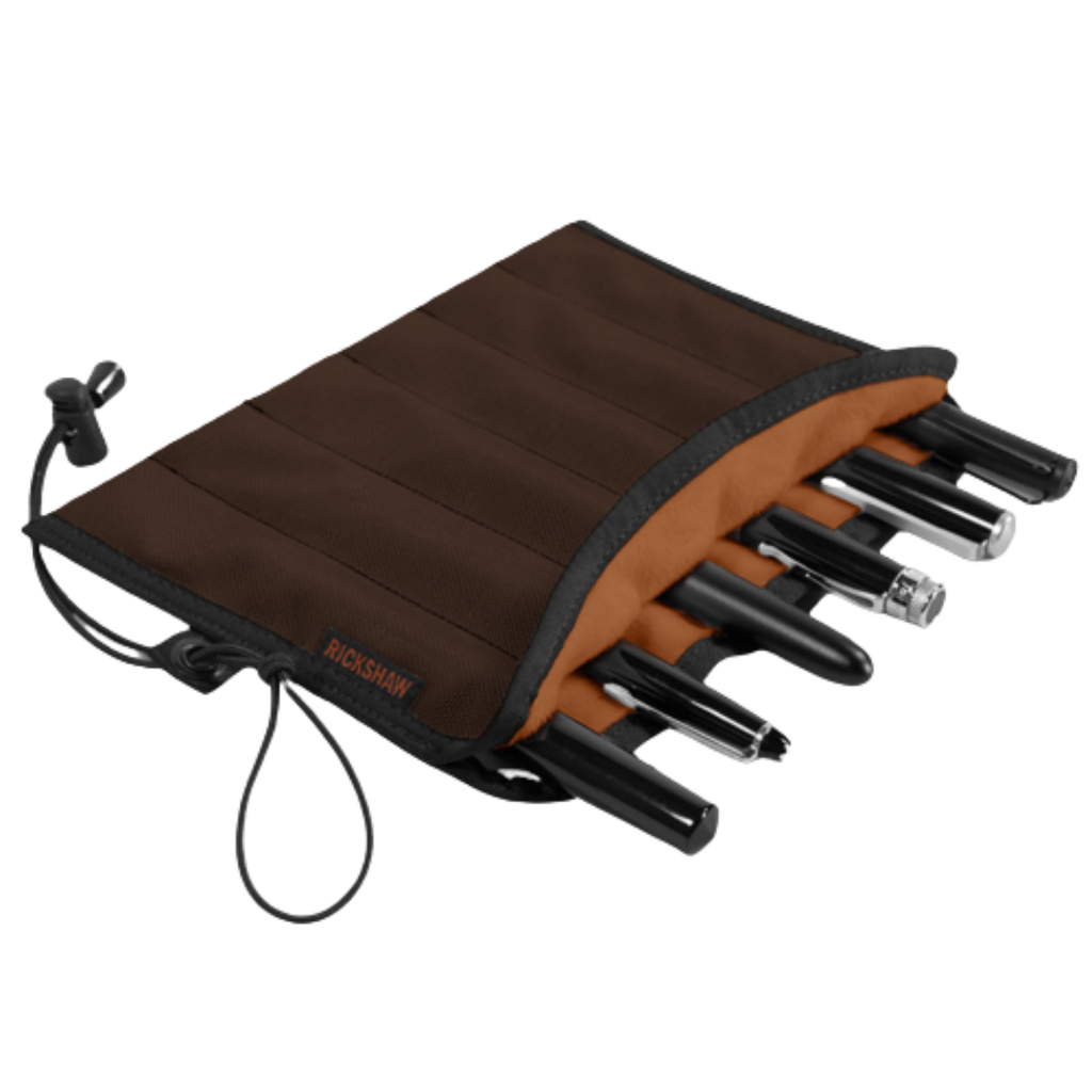 Rickshaw Plush Coozy Roll Pen Case - Coffee - Large (6 Pen)-Pen Boutique Ltd