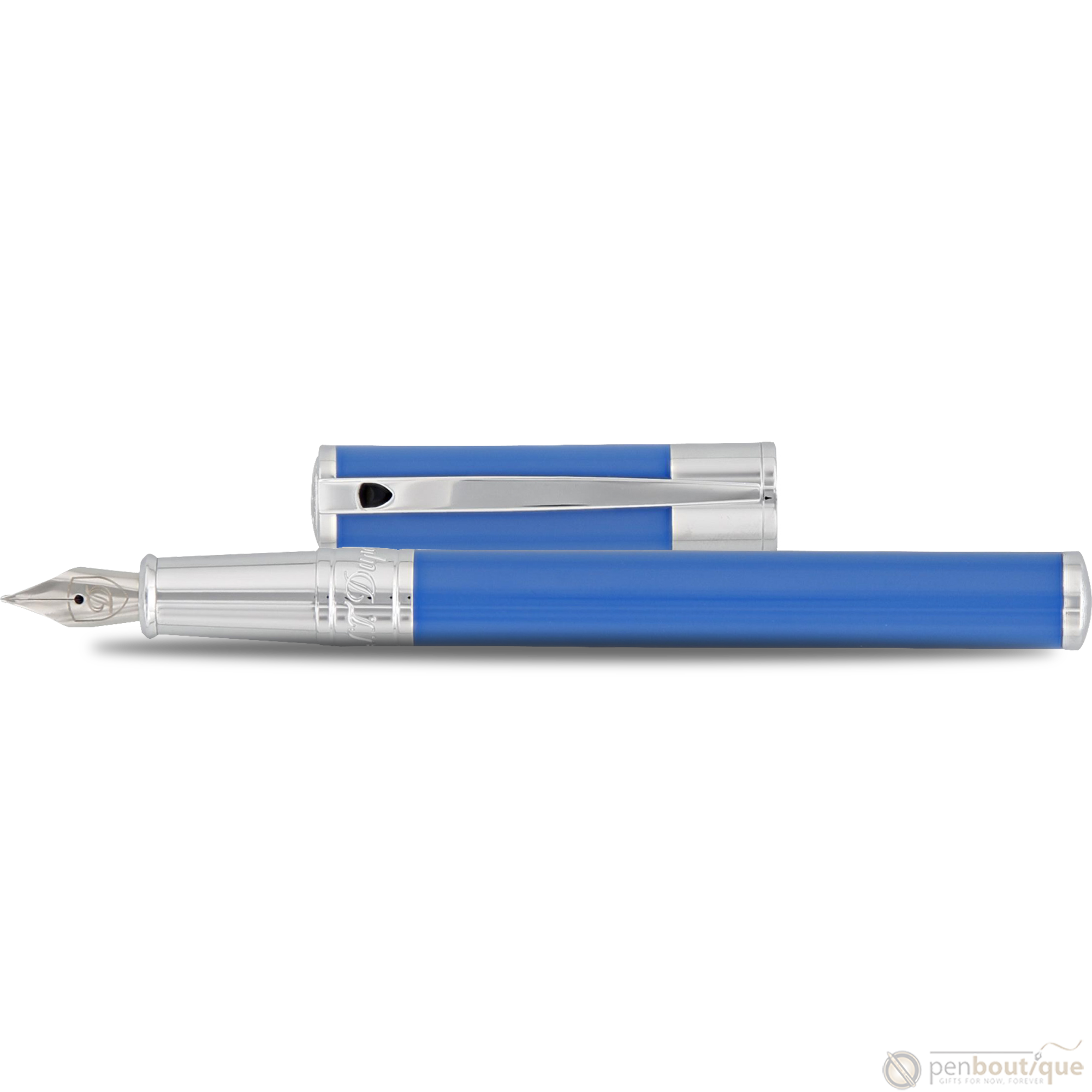 S T Dupont D-Initial Fountain Pen - Electric Blue-Pen Boutique Ltd