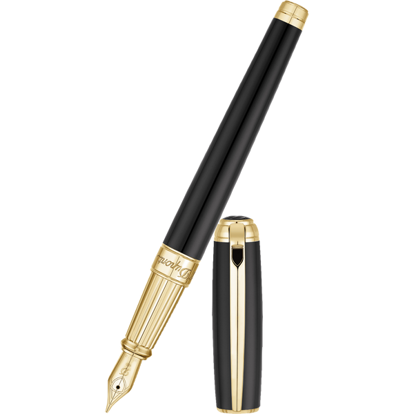 S T Dupont Line D Fountain Pen - Black-Pen Boutique Ltd