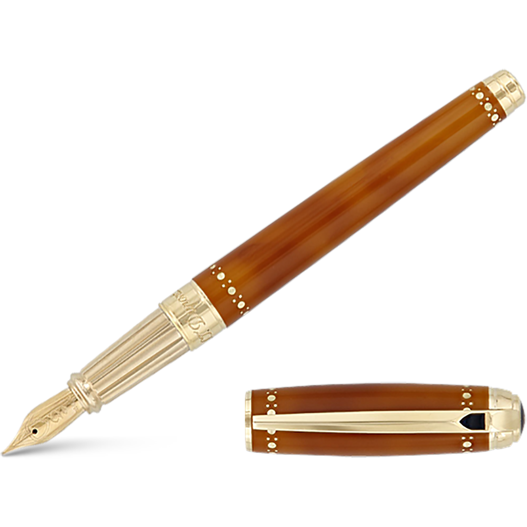 S T Dupont Line D Fountain Pen - Derby - Yellow Gold Trim-Pen Boutique Ltd