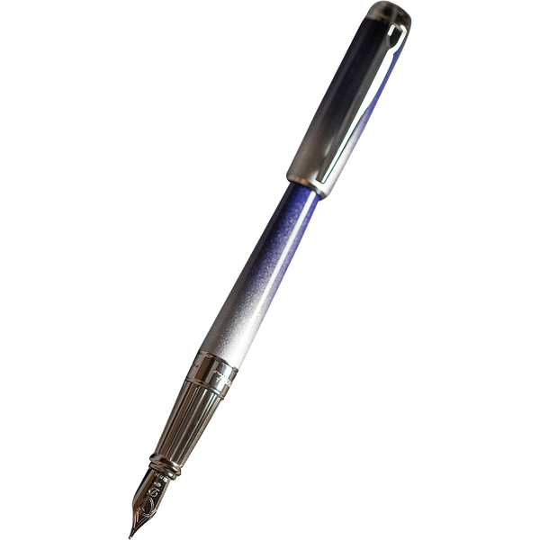 S T Dupont Line D Fountain Pen - Starburst Blue - Palladium Trim (USA Exclusive Edition)-Pen Boutique Ltd