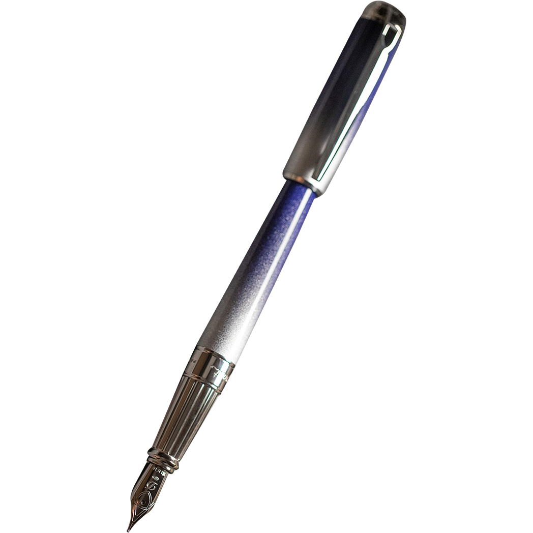 S T Dupont Line D Fountain Pen - Starburst Blue - Palladium Trim (USA Exclusive Edition)-Pen Boutique Ltd