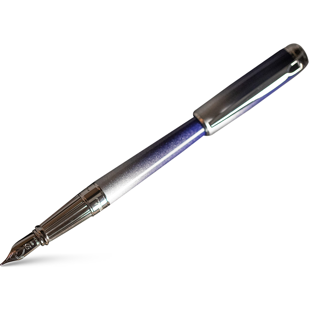 S T Dupont Line D Fountain Pen - Starburst Blue - Palladium Trim (USA Exclusive Edition)-Pen Boutique Ltd